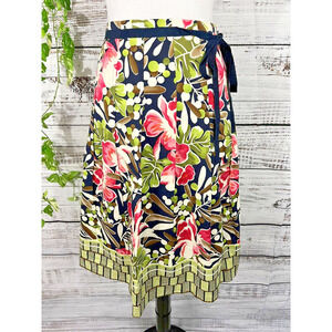 Talbots Skirt sz 6 Petite Pink Green Floral Tropical Knee Pleated Cottage Core